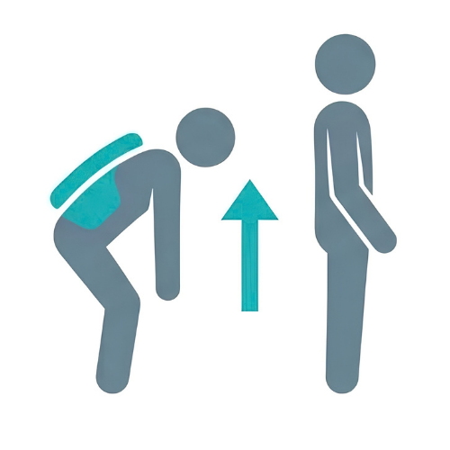 Picto exosquelette dos : redressement après une posture penchée