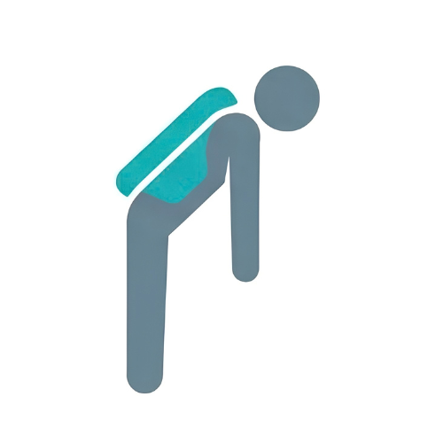 Picto exosquelette dos : posture penchée en avant